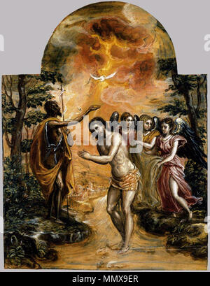 .  English: Right panel of the Modena Triptych  The Baptism of Christ. 1568. El Greco 06 Stock Photo