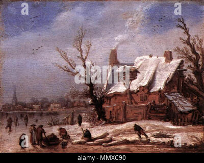 Winter Landscape. 1629. Esaias van de Velde - Winter Landscape - WGA24505 Stock Photo