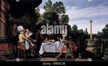 Merry company banqueting on a terrace.[1] Alternative title(s): Gesellschaft beim Mahle.[2]. circa 1615. Esaias van de Velde 006 Stock Photo