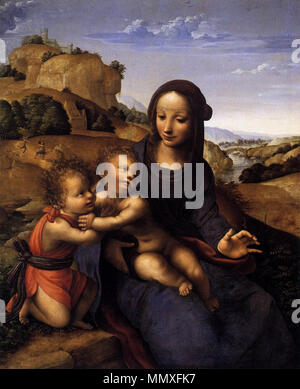 Madonna and Child with the infant St John the Baptist and three angels ...