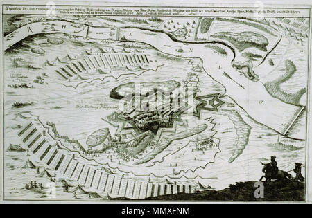 . Kupferstich über die Belagerung der Festung Philippsburg 1676  . 1676. Johann Georg Walther FestungPhilippsburg3 Stock Photo