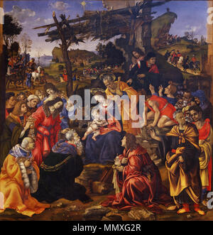 Italian: Adorazione dei Magi Adoration of the Magi. 1496. Filippino Lippi - Adorazione dei Magi - Google Art Project Stock Photo