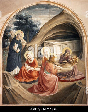 Lamentation over Christ (Cell 2). between 1440 and 1442. Fra Angelico - Lamentation over Christ (Cell 2) - WGA00536 Stock Photo