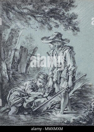 . Pastorale. Kreide in Schwarz und Weiß auf blauem Papier. 29,9 x 21,5 cm  . by 1770.   François Boucher  (1703–1770)      Alternative names ???? ???????; ?. ????; ???? ?.  Description French painter and engraver  Date of birth/death 29 September 1703 30 May 1770  Location of birth/death Paris Paris  Work period from 1720 until 1770  Work location Paris (1720–1770), Northern Netherlands (1766)  Authority control  : Q180932 VIAF:?66517093 ISNI:?0000 0001 2137 3066 ULAN:?500032143 LCCN:?n50042112 NLA:?35020625 WorldCat Francois Boucher Pastorale Stock Photo