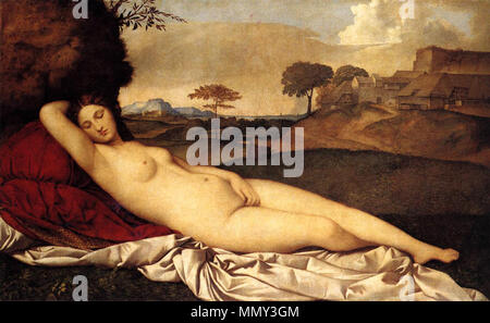 Italian: Venere dormiente Sleeping Venus. circa 1510. Giorgione, Sleeping Venus Stock Photo