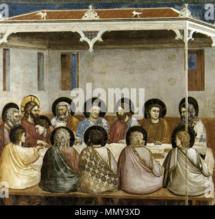 English: No. 29 Scenes from the Life of Christ: 13. Last Supper . between 1304 and 1306. Giotto di Bondone - No. 29 Scenes from the Life of Christ - 13. Last Supper - WGA09214 Stock Photo