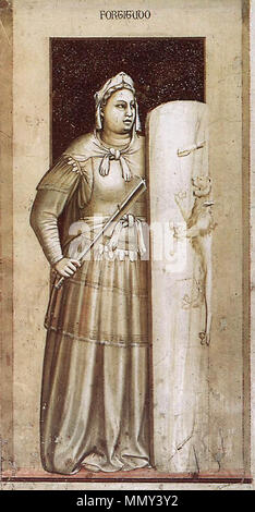 English: No. 41 The Seven Virtues: Fortitude . 1306. Giotto di Bondone - No. 41 The Seven Virtues - Fortitude - WGA09268 Stock Photo
