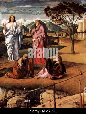 English: Transfiguration of Christ (detail) . circa 1487. Giovanni bellini, trasfigurazione di napoli 03 Stock Photo