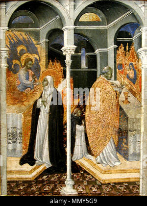 Christ and the H Catherine of Siena Saint Catherine of Siena kneeling  before Christ, they has crossed her hands over her chest. On the ground, a  book and a lily branch. Christ