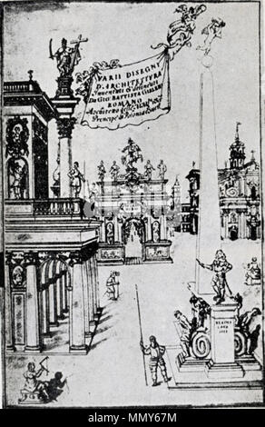 .  English: Title page of 'Varii Disegni d'Archiletura'. Polski: Karta tytulowa 'Varii Disegni d'Archiletura'.  . circa 1668. Gisleni Varii Disegni Stock Photo