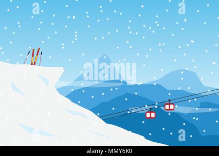 A vector illustration of scene in a ski resort Stock Vector Image & Art ...
