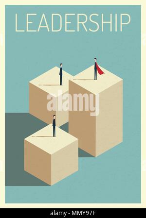 Minimalist style. Business leadership vector concept with leader as superhero Stock Vector