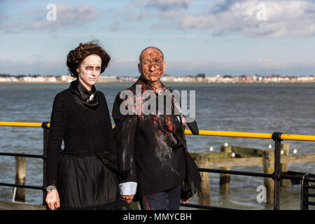 Zombies take part in the annual Southend Pier zombie walk, Southend on Sea, Essex Stock Photo