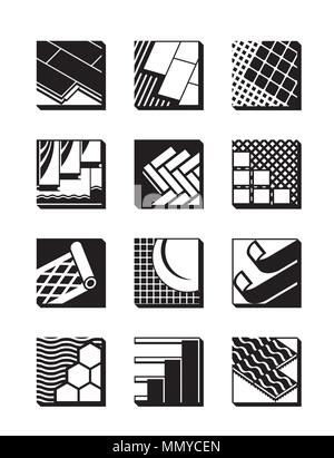 Decorative flooring icon set - vector illustration Stock Vector