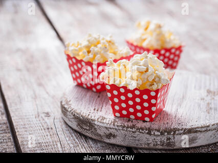 Popcorn in red polka dot pack  Stock Photo