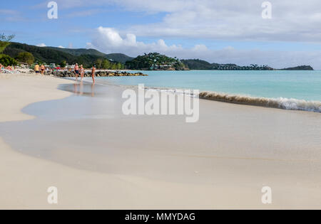 Antigua Lesser Antilles islands in the Caribbean West Indies - Beautiful Jolly Harbour sandy beach Stock Photo