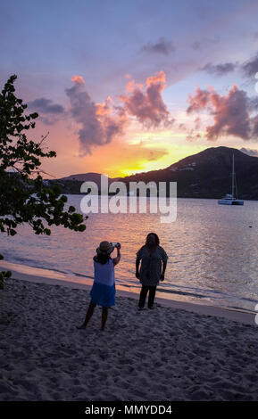 Antigua Lesser Antilles islands in the Caribbean West Indies - Beautiful sunset at  Catherines cafe restaurant Pigeon Point Beach Stock Photo