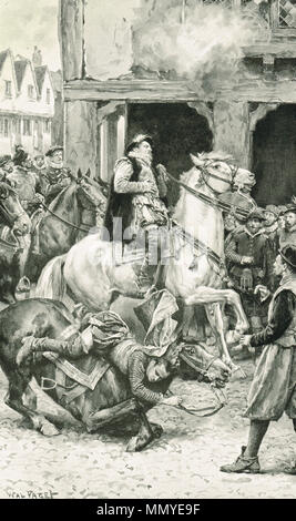 The assassination of James Stewart, 1st Earl of Moray, and Regent of Scotland at Linlithgow, Scotland, 23 January 1570. Assassinated by James Hamilton of Bothwellhaugh, a supporter of Mary Queen of Scots Stock Photo