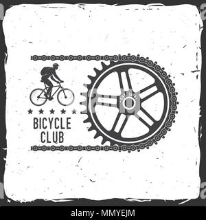 Bicycle Club. Vector illustration. Concept for shirt or logo, print, stamp or tee. Vintage typography design with cycling Gear and chain silhouette. E Stock Vector