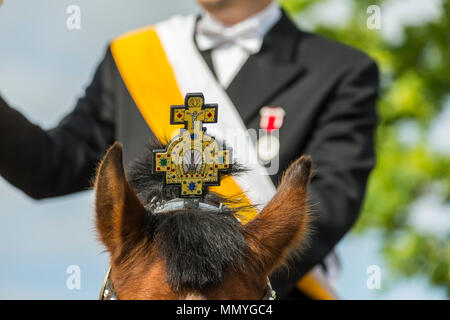 Blutritt, Weingarten, Germany, with 2500 horses, in honor of a blood relic. The pilgrimage is the largest equestrian procession in Europe. Stock Photo