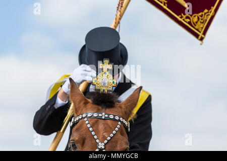 Blutritt, Weingarten, Germany, with 2500 horses, in honor of a blood relic. The pilgrimage is the largest equestrian procession in Europe. Stock Photo