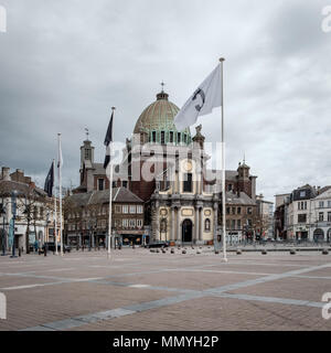 View on the landmark Saint-Christophe Church in the center of Charleroi in Belgium Stock Photo