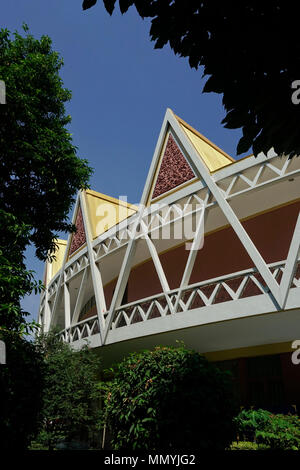Chaktomuk Conference Hall, Phnom Penh, Cambodia. Located on the Tonle Sap River. Architect Van Molyvann. Stock Photo