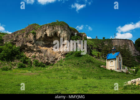 Rukomysh Cave temple and chapel, Buchach District, Ternopil Region, Ukraine Stock Photo
