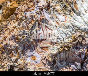 fossilized rock at the natural tidal pools in st barts Stock Photo