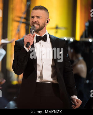 HOLLYWOOD, CA - FEBRUARY 26: Justin Timberlake performs onstage during the 89th Annual Academy Awards at Hollywood & Highland Center on February 26, 2017 in Hollywood, California  People:  Justin Timberlake Stock Photo
