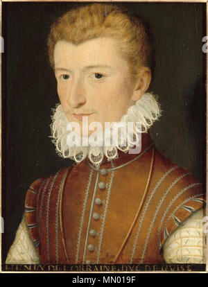 .  Français : Henri Ier de Lorraine (1550-1588), 3ème duc de Guise en 1566, dit le Balafré, chef de la Ligue (1550-1558)  Henri de Lorraine, duc de Guise. circa 1566-1568. Henri duc de Guise Stock Photo