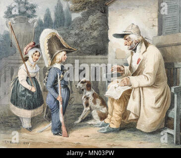 Hippolyte Bellangé Veteran and children 1828 Stock Photo