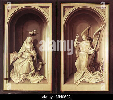 English: Portinari Triptych (closed) . between 1476 and 1479. Hugo van der goes portinari triptych closed Stock Photo
