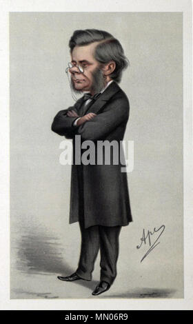 . Caricature of Thomas Henry Huxley (1825 - 1895). Caption read 'A great Med'cine-Man among the Inqui-ring Redskins'.  . circa. 1870-1871 (published 28 January 1871).   Carlo Pellegrini  (1839–1889)     Alternative names Singe, Ape  Description Italian artist and caricaturist  Date of birth/death 25 March 1839 22 January 1889  Location of birth/death Capua London  Work location London  Authority control  : Q935877 VIAF:?91408204 ISNI:?0000 0001 1684 9584 ULAN:?500106277 LCCN:?n94116782 NLA:?35070756 WorldCat Thomas Henry Huxley01 Stock Photo