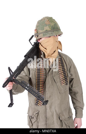 us army soldier with m60 machine gun vietnam war period Stock Photo