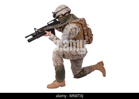 US soldier in action Stock Photo