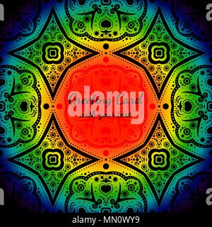Greeting card with rainbow color and black pattern Stock Vector