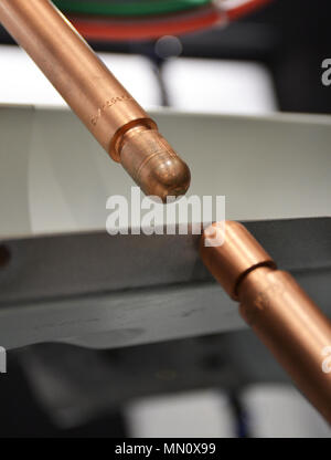 Close up of car spot welding robot detail Stock Photo