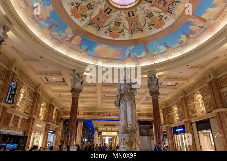 Las Vegas, US - April 28, 2018: The interior of the famous Forum shops in Ceasars palace hotel in Las Vegas Stock Photo