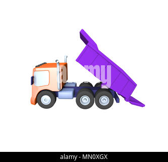 3D model of toy truck ,sand delivery, construction work, illustration on a white background Stock Photo