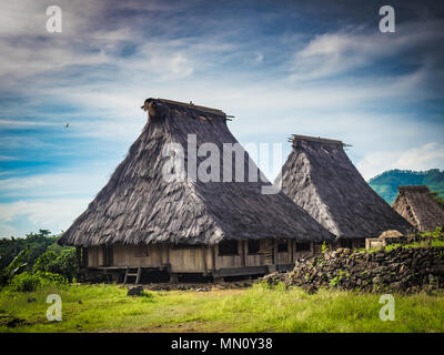 Wologai Ethnic Spiritual Village on Flores island. A traditional houses in the Wologai village near Kelimutu in East Nusa Tenggara, Indonesia. Stock Photo