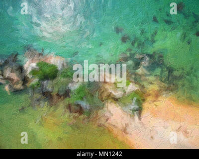Abstract digital oil painting full of texture and bright color Stock Photo