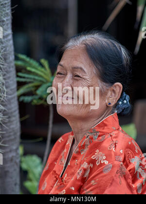 Portrait Asian elder woman, traditional Chinese dress, China Town, Thailand, Stock Photo