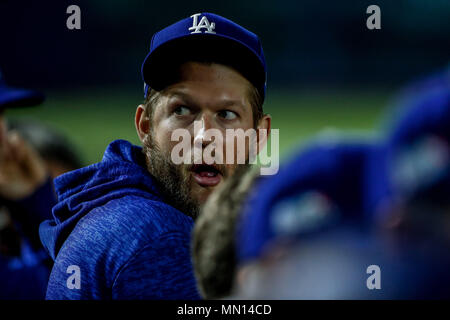 Clayton Kershaw.  Baseball action during the Los Angeles Dodgers game against San Diego Padres, the second game of the Major League Baseball Series in Mexico, held at the Sultans Stadium in Monterrey, Mexico on Saturday, May 5, 2018 . (Photo: Luis Gutierrez)  Acciones del partido de beisbol, durante el encuentro Dodgers de Los Angeles contra Padres de San Diego, segundo juego de la Serie en Mexico de las Ligas Mayores del Beisbol, realizado en el estadio de los Sultanes de Monterrey, Mexico el sabado 5 de Mayo 2018. (Photo: Luis Gutierrez) Stock Photo