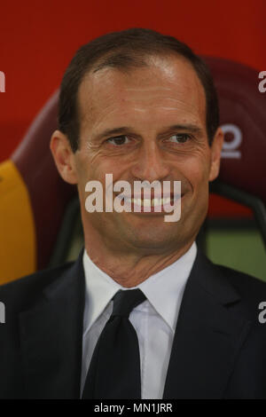 Rome, Italy. 13th May, 2018. 13.05.2018. Stadio Olimpico, Rome, Italy. Serie A. AS Roma vs FC Juventus. Max Allegri  during the Serie A football match As Roma vs Juventus at Stadio Olimpico in Rome. Credit: marco iacobucci/Alamy Live News Stock Photo