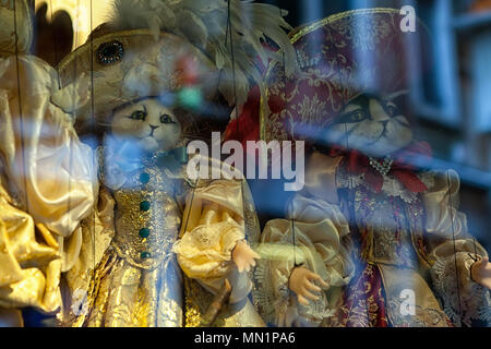 Traditional puppets for sale in souvenir shop. Shop in Venice, Italy Stock Photo