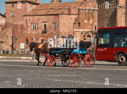 Italy, Rome, March 14 / 2018 Tourist coach in Imperial Holes road Stock Photo