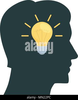 Human brain with lamp Stock Vector