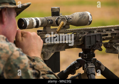 A scout sniper candidate with Weapons Company, 2nd Battalion, 3rd Stock