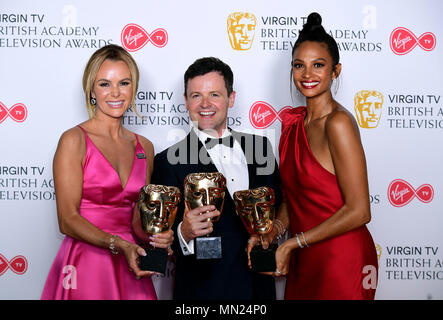 Declan Donnelly, Alesha Dixon and Amanda Holden collect the award for Best Entertainment programme for Britain's Got Talent in the press room at the Virgin TV British Academy Television Awards 2018 held at the Royal Festival Hall, Southbank Centre, London. Stock Photo